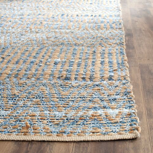 Faley Jute Rug, Natural/Blue 3 Faley Jute Rug, Natural/Blue