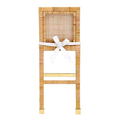 Valentino Rattan Performance Fabric Bar Stool, Natural/White 6 Valentino Rattan Performance Fabric Bar Stool, Natural/White