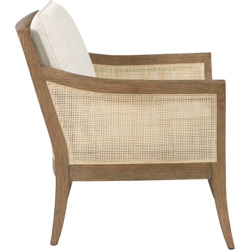 Waylen Cane Lounge Chair, Vintage Natural/White 3 Waylen Cane Lounge Chair, Vintage Natural/White