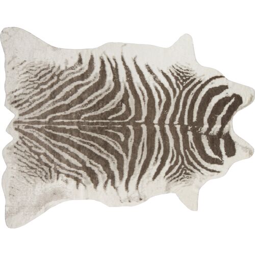 5'x8' Acadia Zebra Faux-Hide Rug, Gray 1 5'x8' Acadia Zebra Faux-Hide Rug, Gray