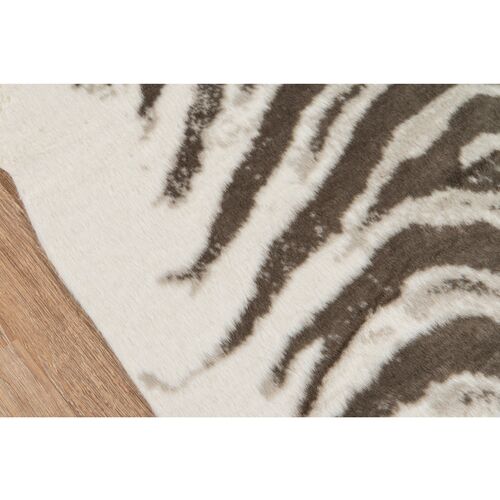 5'x8' Acadia Zebra Faux-Hide Rug, Gray 2 5'x8' Acadia Zebra Faux-Hide Rug, Gray