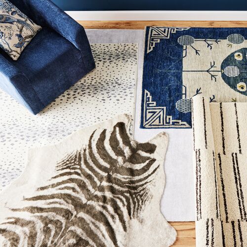 5'x8' Acadia Zebra Faux-Hide Rug, Gray 4 5'x8' Acadia Zebra Faux-Hide Rug, Gray