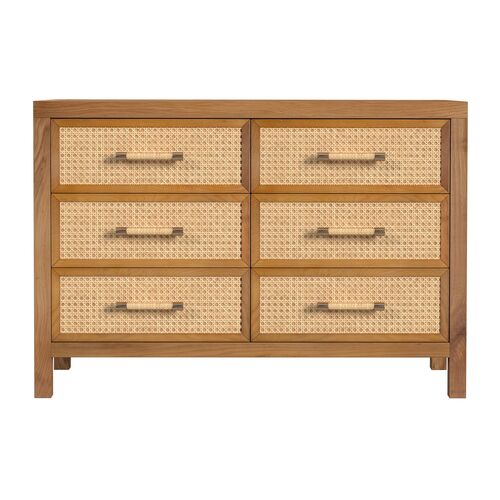 Rotan Cane 6-Drawer Dresser, Natural 2 Rotan Cane 6-Drawer Dresser, Natural
