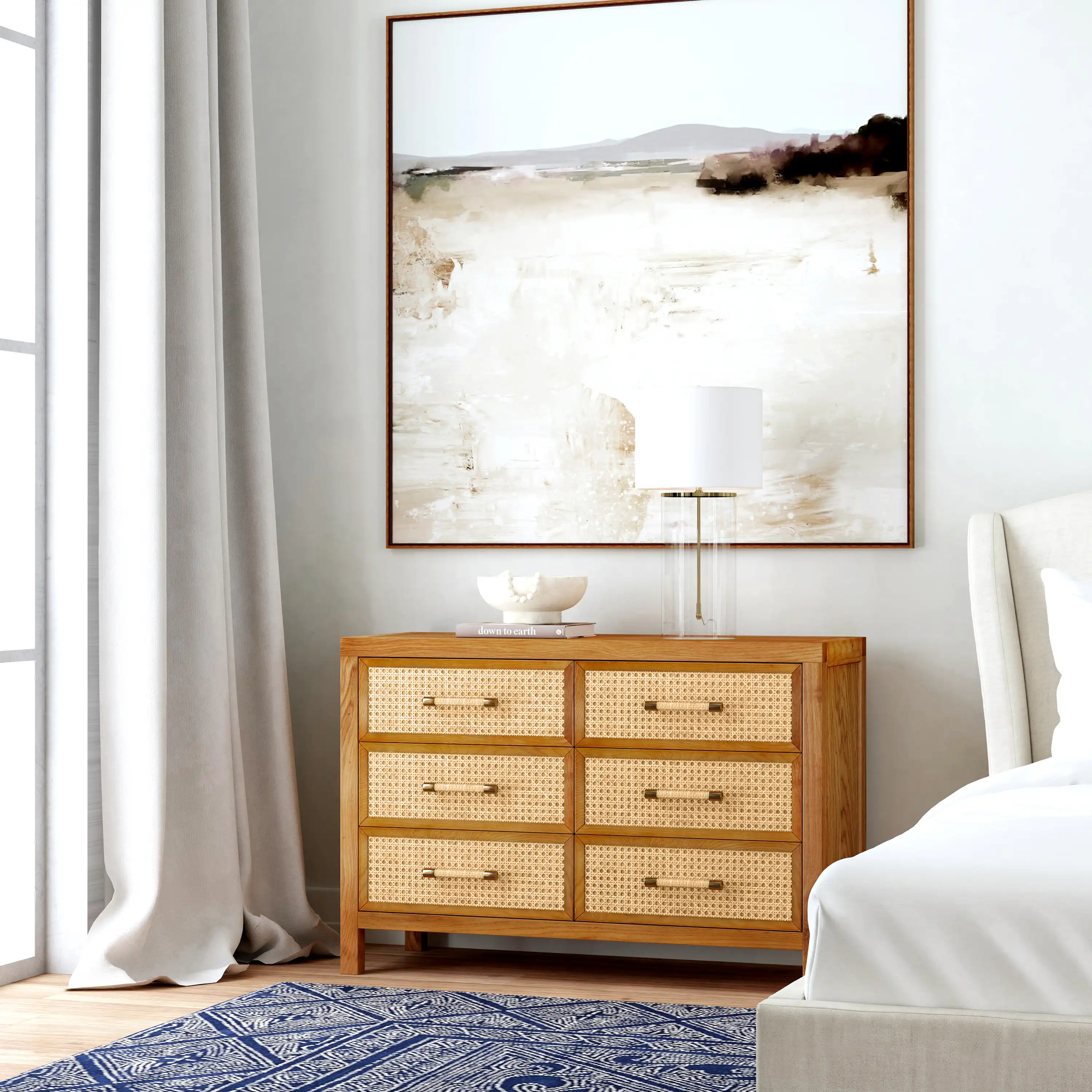 Rotan Cane 6-Drawer Dresser, Natural 8 Rotan Cane 6-Drawer Dresser, Natural