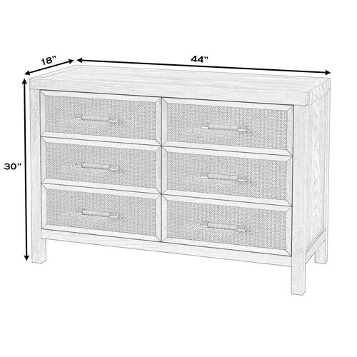 Rotan Cane 6-Drawer Dresser, Natural 9 Rotan Cane 6-Drawer Dresser, Natural