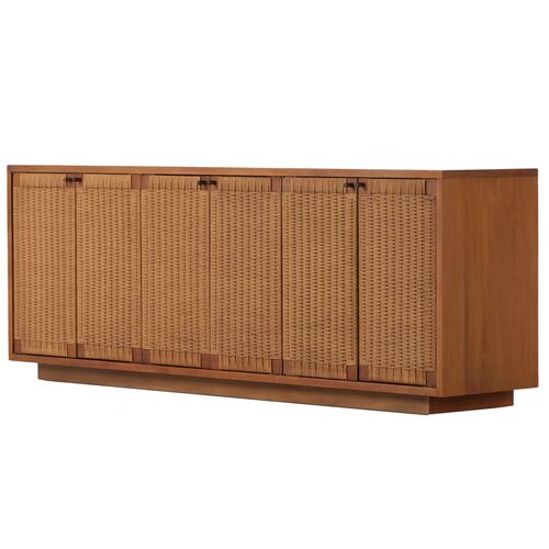Calvin Woven Rush Sideboard, Light Mahogany 1 Calvin Woven Rush Sideboard, Light Mahogany
