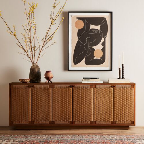 Calvin Woven Rush Sideboard, Light Mahogany 2 Calvin Woven Rush Sideboard, Light Mahogany