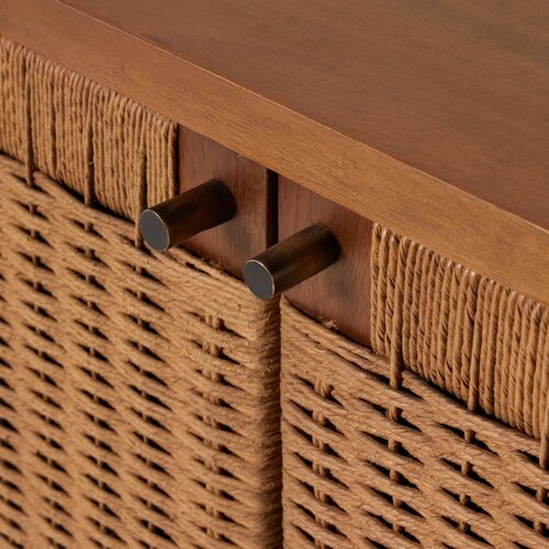 Calvin Woven Rush Sideboard, Light Mahogany 9 Calvin Woven Rush Sideboard, Light Mahogany