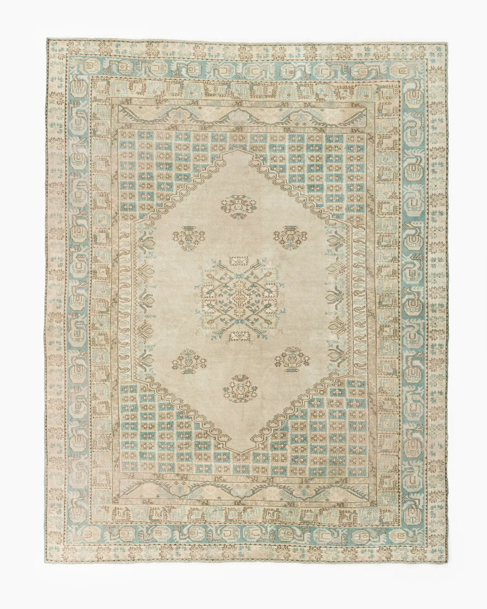 Oushak Rug Lightly Distressed 6'4 X 8' 1 Oushak Rug Lightly Distressed 6'4 X 8'
