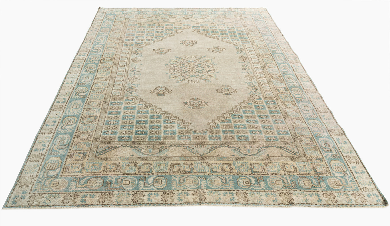 Oushak Rug Lightly Distressed 6'4 X 8' 11 Oushak Rug Lightly Distressed 6'4 X 8'