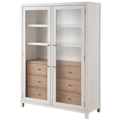 Coastal Living Marino Display Cabinet, White Sand/Sand Dune