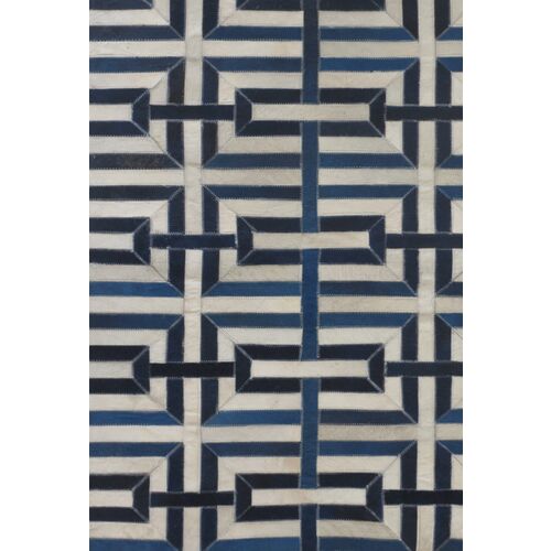 Winfield Hide Rug, Ivory/Navy 2 Winfield Hide Rug, Ivory/Navy