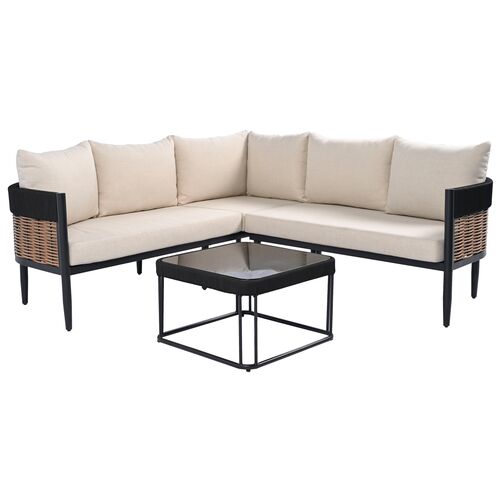 Cyprian 2 Pc Outdoor Rattan Woven Rope Corner Lounge Set 1 Cyprian 2 Pc Outdoor Rattan Woven Rope Corner Lounge Set