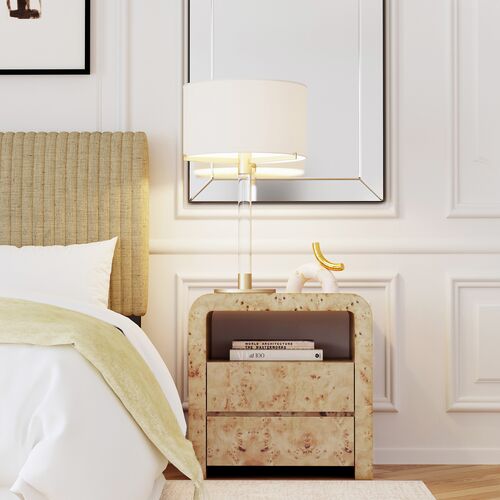 Logan 2-Drawer Nightstand, Light Burl 2 Logan 2-Drawer Nightstand, Light Burl