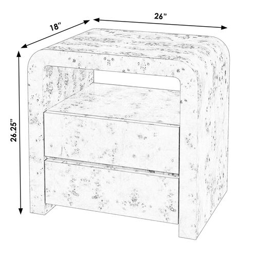 Logan 2-Drawer Nightstand, Light Burl 8 Logan 2-Drawer Nightstand, Light Burl
