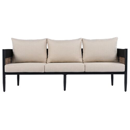 Cyprian Outdoor Rattan Woven Rope 3 Seater Sofa
