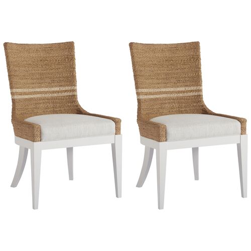 Coastal Living S/2 Delray Side Chairs, Natural/White 1 Coastal Living S/2 Delray Side Chairs, Natural/White