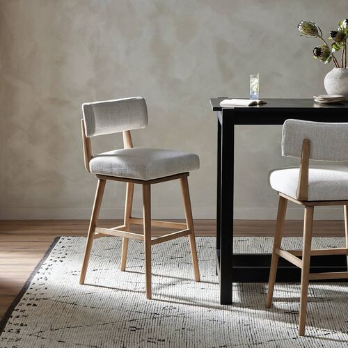 Theodora Linen Swivel Bar Stool 3 Theodora Linen Swivel Bar Stool