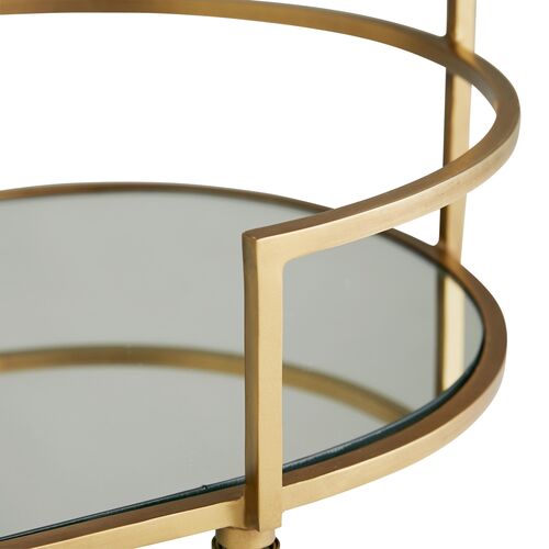 Trainor Iron & Marble Bar Cart, Gold/White 3 Trainor Iron & Marble Bar Cart, Gold/White