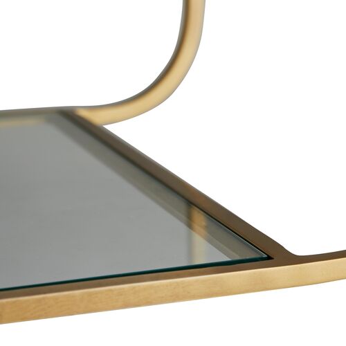 Trainor Iron & Marble Bar Cart, Gold/White 4 Trainor Iron & Marble Bar Cart, Gold/White