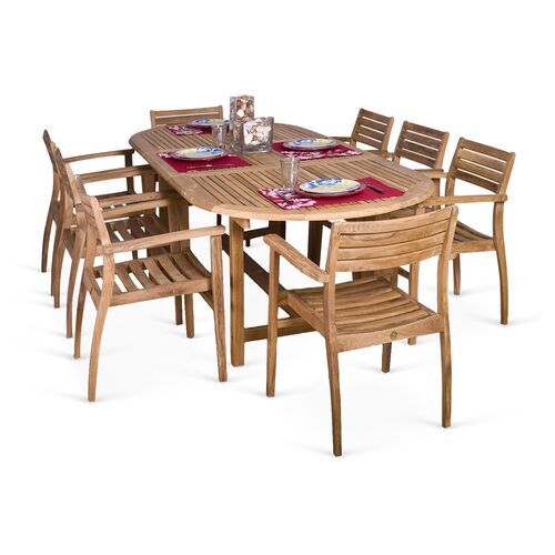 Coventry 9-Pc Teak Dining Set