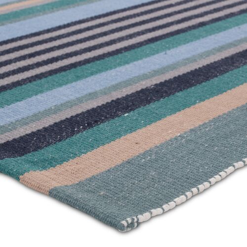 Vibe by Sergio Handmade Striped Teal/Blue Area Rug 2 Vibe by Sergio Handmade Striped Teal/Blue Area Rug