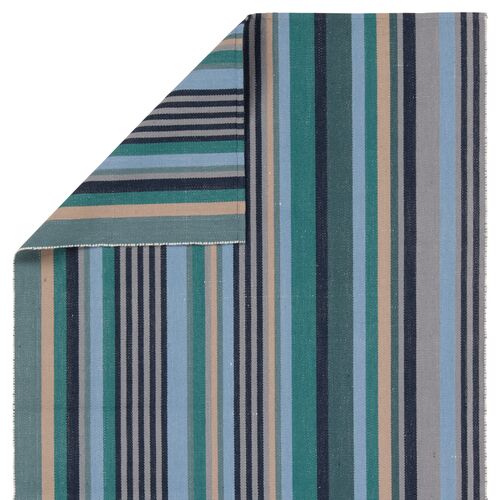 Vibe by Sergio Handmade Striped Teal/Blue Area Rug 3 Vibe by Sergio Handmade Striped Teal/Blue Area Rug