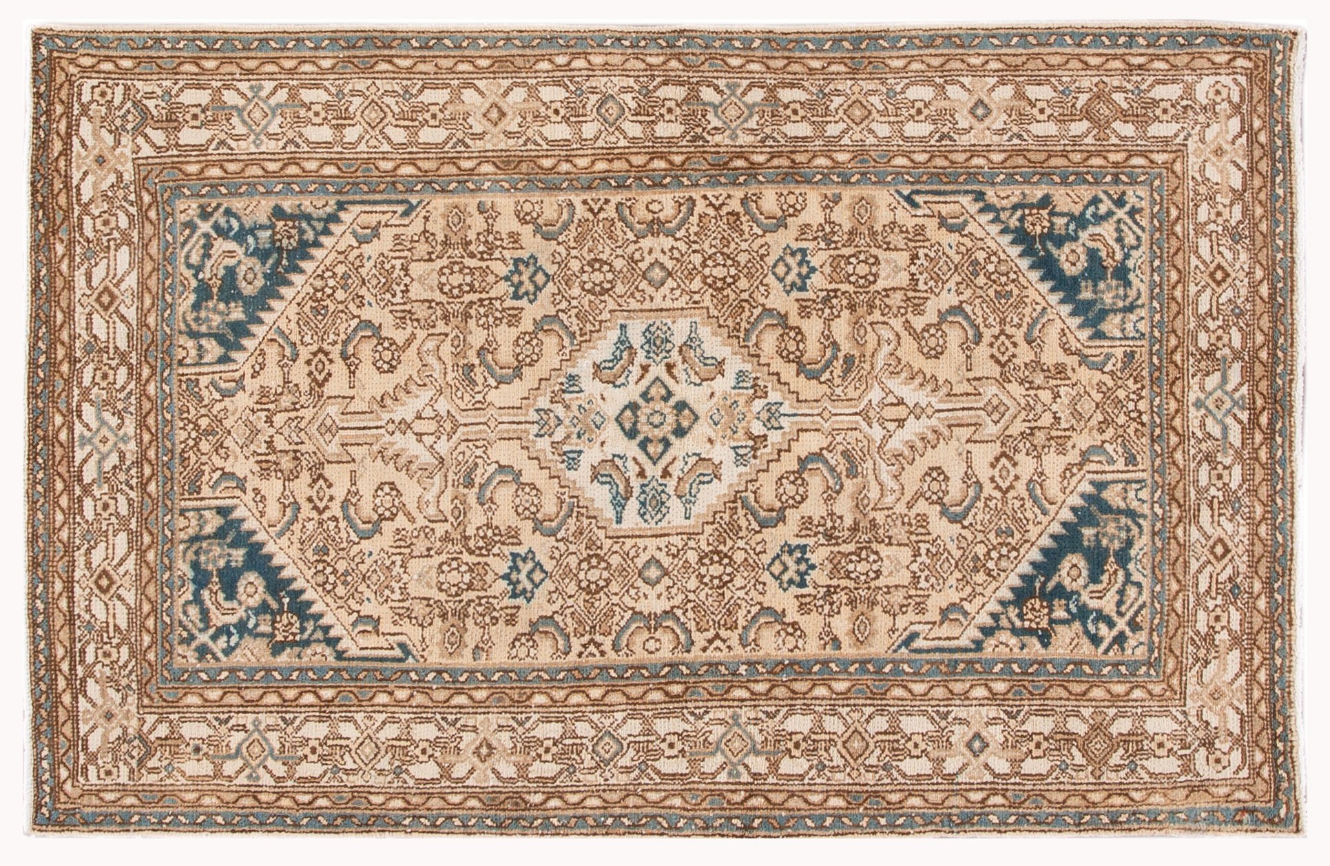 4'4'' x 7' Vintage Wool Rug, Beige 1 4'4'' x 7' Vintage Wool Rug, Beige