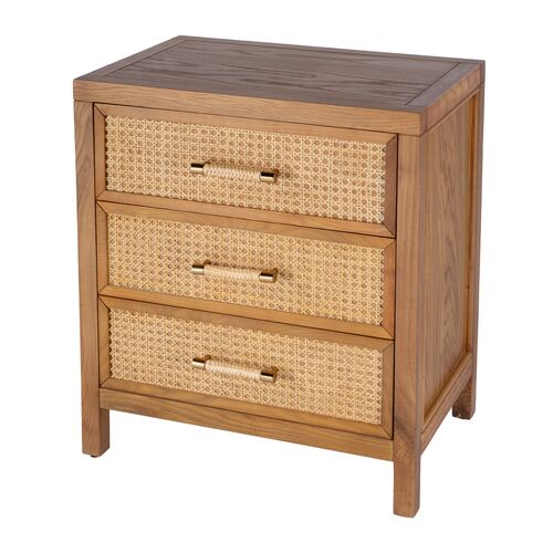 Rotan Cane 3-Drawer Nightstand, Natural 1 Rotan Cane 3-Drawer Nightstand, Natural
