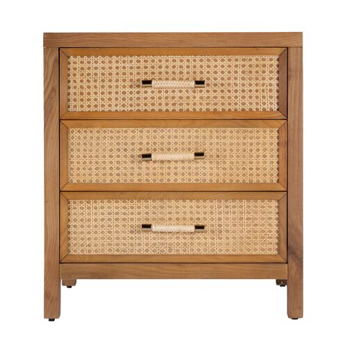 Rotan Cane 3-Drawer Nightstand, Natural 2 Rotan Cane 3-Drawer Nightstand, Natural