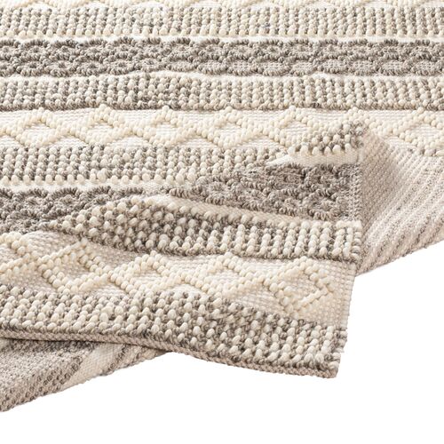 Selina Handwoven Rug, Cream/Charcoal 4 Selina Handwoven Rug, Cream/Charcoal