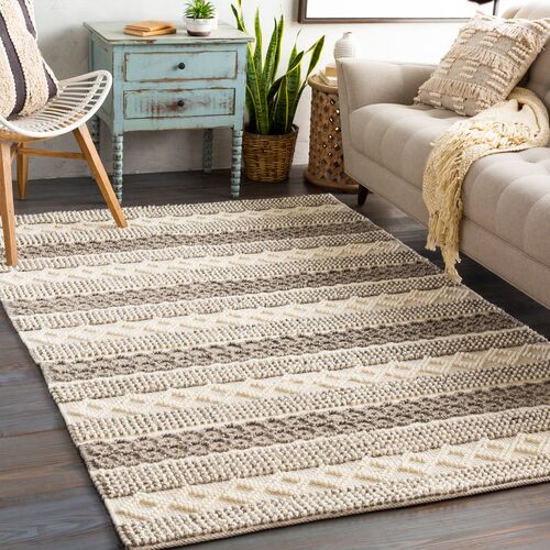 Selina Handwoven Rug, Cream/Charcoal 7 Selina Handwoven Rug, Cream/Charcoal