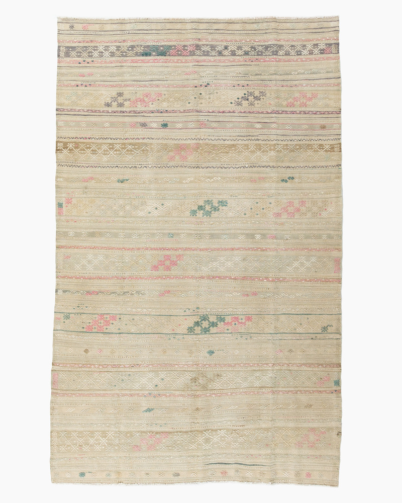 Khaki Turkish Jajim Flatweave 5'7 X 9'2 1 Khaki Turkish Jajim Flatweave 5'7 X 9'2