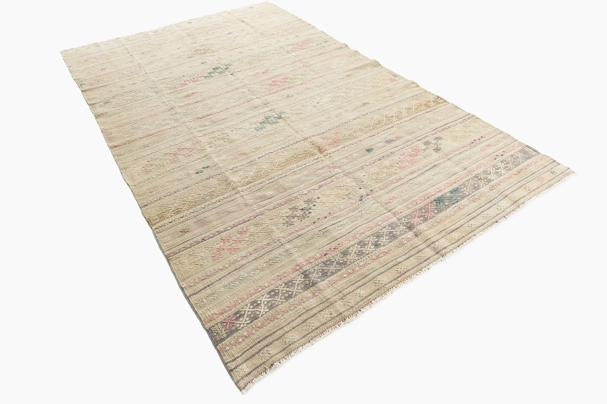 Khaki Turkish Jajim Flatweave 5'7 X 9'2 3 Khaki Turkish Jajim Flatweave 5'7 X 9'2