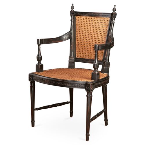 Hampton Wicker Armchair, Black/Natural