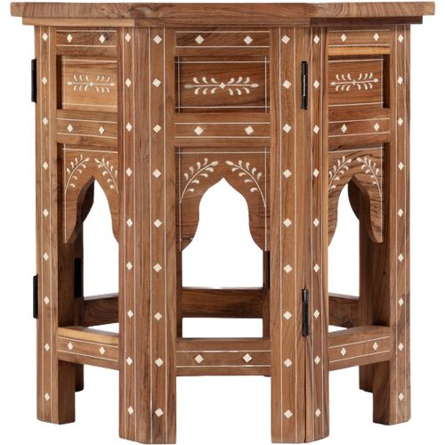 Chloe Bone Inlay Side Table, Brown 3 Chloe Bone Inlay Side Table, Brown