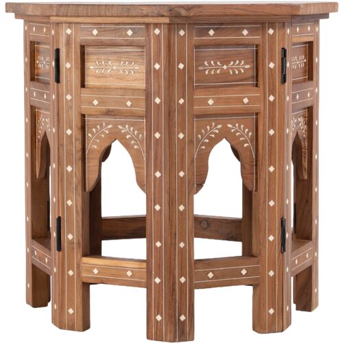 Chloe Bone Inlay Side Table, Brown 4 Chloe Bone Inlay Side Table, Brown