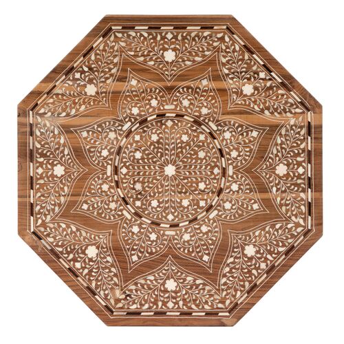 Chloe Bone Inlay Side Table, Brown 5 Chloe Bone Inlay Side Table, Brown