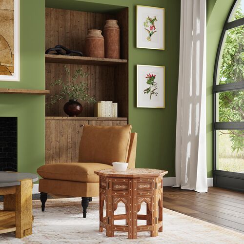Chloe Bone Inlay Side Table, Brown 7 Chloe Bone Inlay Side Table, Brown