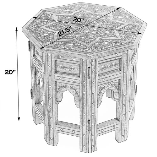 Chloe Bone Inlay Side Table, Brown 8 Chloe Bone Inlay Side Table, Brown