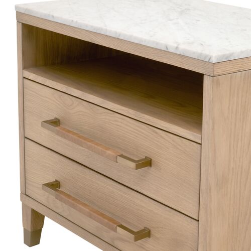Aspen 2-Drawer Oak/Marble Nightstand with USB 9 Aspen 2-Drawer Oak/Marble Nightstand with USB