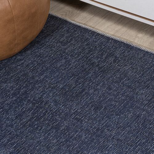 Lina Machine-Washable Rug, Navy/Gray 3 Lina Machine-Washable Rug, Navy/Gray