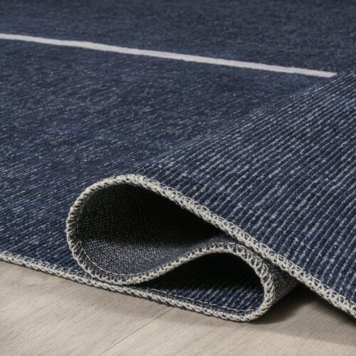 Lina Machine-Washable Rug, Navy/Gray 5 Lina Machine-Washable Rug, Navy/Gray