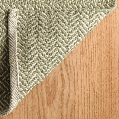 Herringbone Handwoven Cotton Rug, Sage 2 Herringbone Handwoven Cotton Rug, Sage