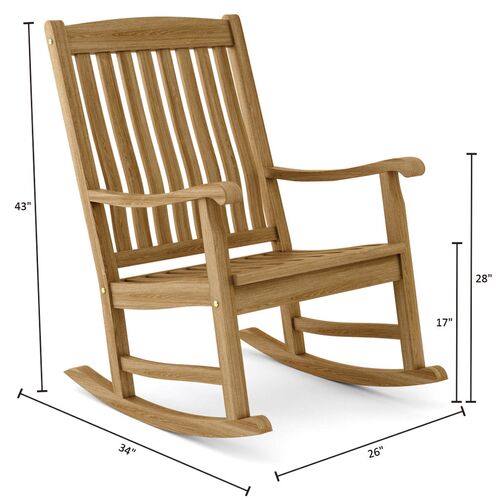 Valterra Outdoor Teak Rocking Chair, Natural 5 Valterra Outdoor Teak Rocking Chair, Natural