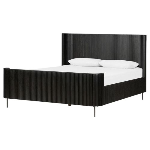Fresno Fluted Bed, Distressed Black 1 Fresno Fluted Bed, Distressed Black