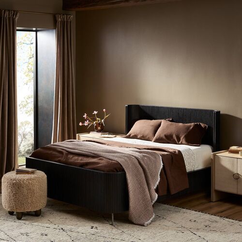 Fresno Fluted Bed, Distressed Black 2 Fresno Fluted Bed, Distressed Black