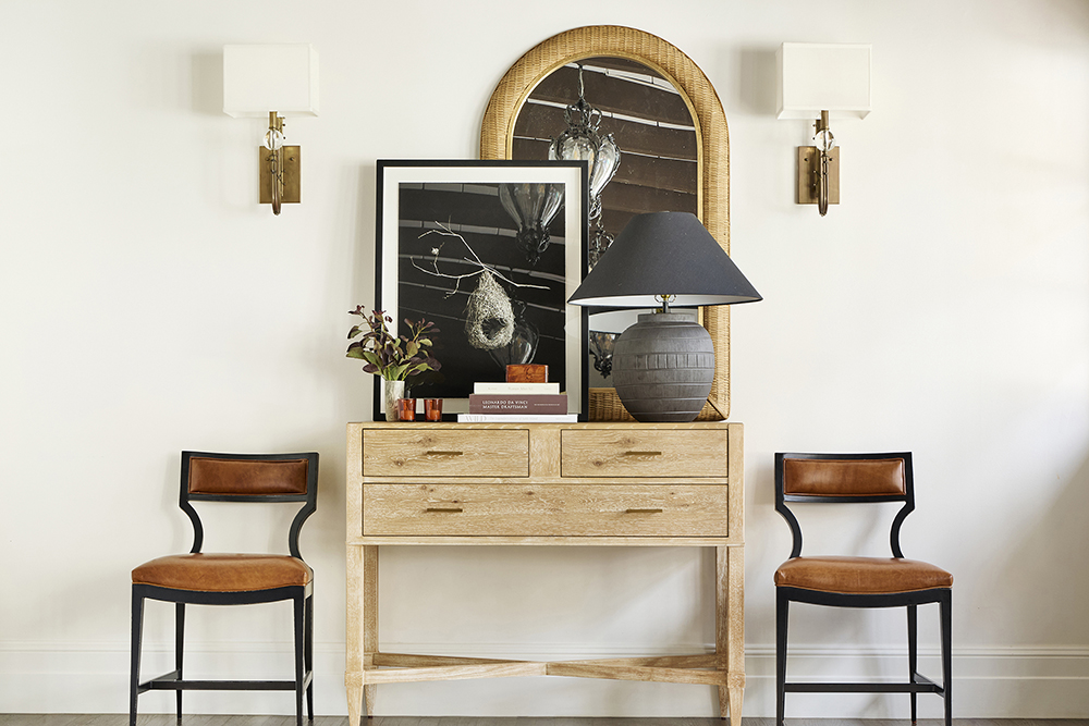 Mila Table Lamp, Textured Matte Black 9 Sarah Hall Chest/Console, Limewash