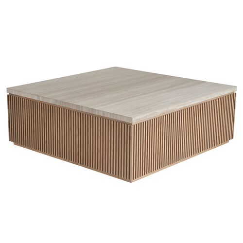Veridian Fluted Marble Top Square Cocktail Table