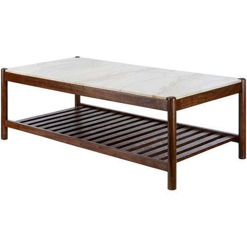 Yiliana Marble Top Coffee Table, Brown